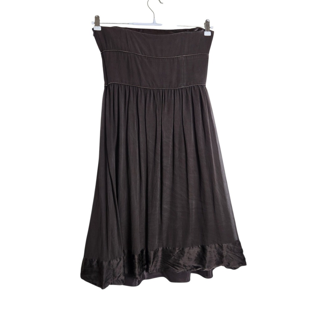 Ann Taylor Silk Strapless Empire Waist Cocktail Dress Brown Size 6
